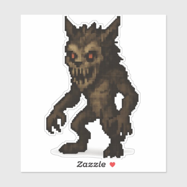 embrujado werewolf pegatina de arte de píxel monst (Hoja)