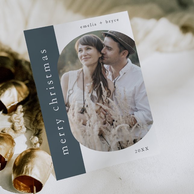 EMELIA Blue Xmas Greet Foto Feliz Navidad (EMELIA Blue Xmas Greeting Photo Merry Christmas Holiday Card)