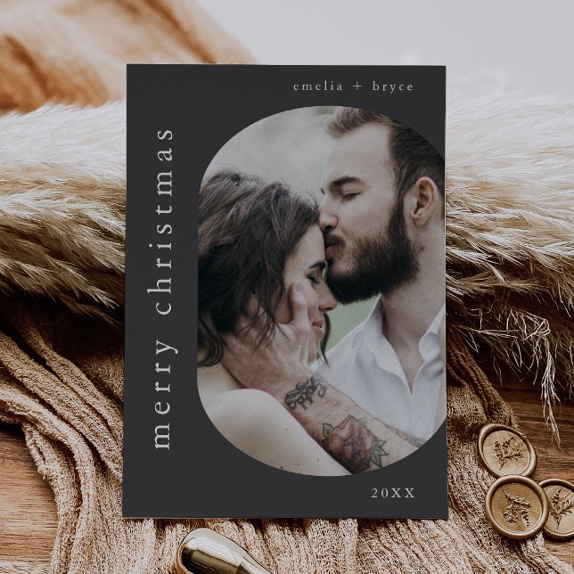EMELIA Gris Picture Family Foto Feliz Navidad (EMELIA Gray Picture Family Photo Merry Christmas Holiday Card)