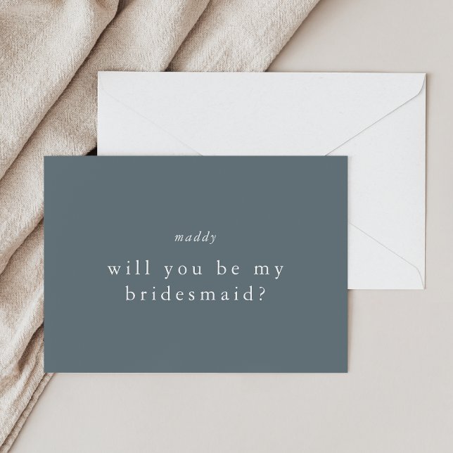 EMELIA Tarjetas de propuestas simples de la dama d (EMELIA Simple Dark Blue Bridesmaid Proposal Cards)