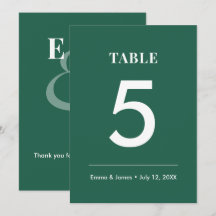 Emerald Ampersand Boda | Número de Mesa Moderno