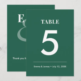 Emerald Ampersand Boda | Número de Mesa Moderno
