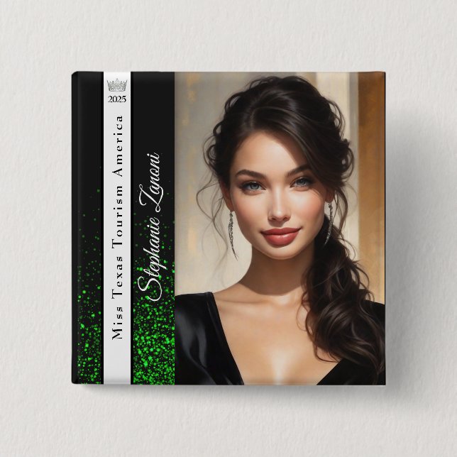 Emerald Glitz | botón Cown y Sash Pageant (Anverso)