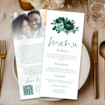 Emerald Gold Florals Love Story Boda Tarjeta de me