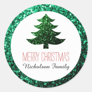 Emerald Green enciende etiqueta de regalo de árbol