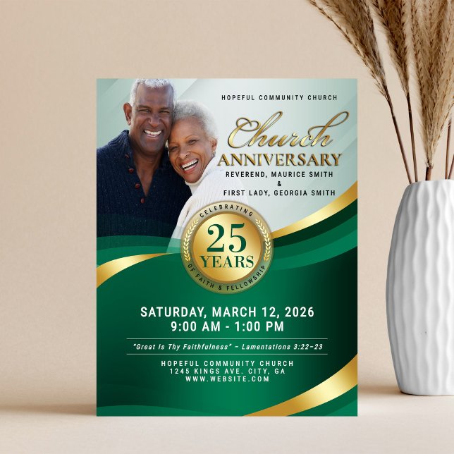 Emerald Green & Gold Church Anniversary Flyer (Subido por el creador)
