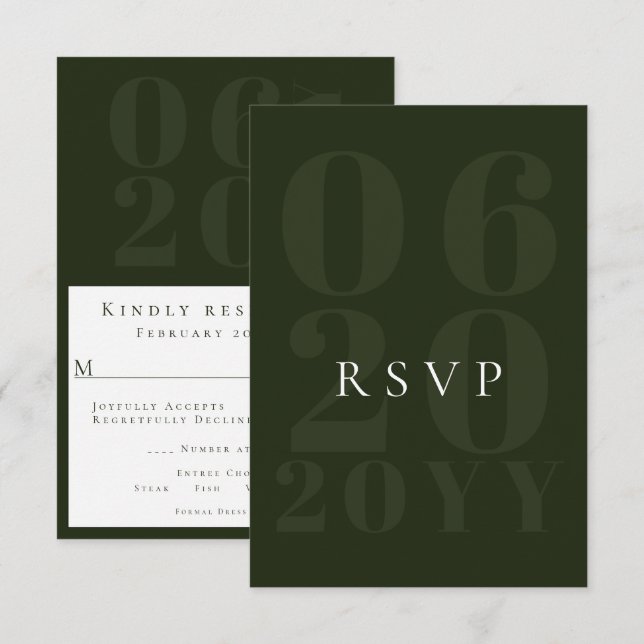 Emerald Green negrita Tipo negrita Boda RSVP (Anverso / Reverso)