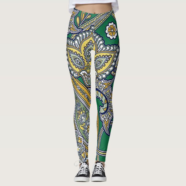 Emerald Green Paisley Leggings (Anverso)