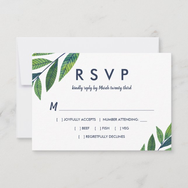 Emerald Greenery Wedding RSVP (Anverso)