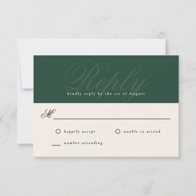 Emerald Modern Elegant Minimal Monograma RSVP (Anverso)