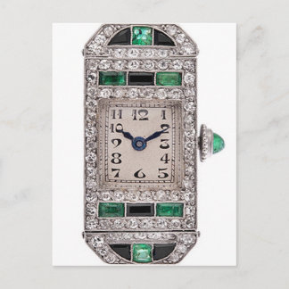 Emerales y diamantes Art Deco mira la postal