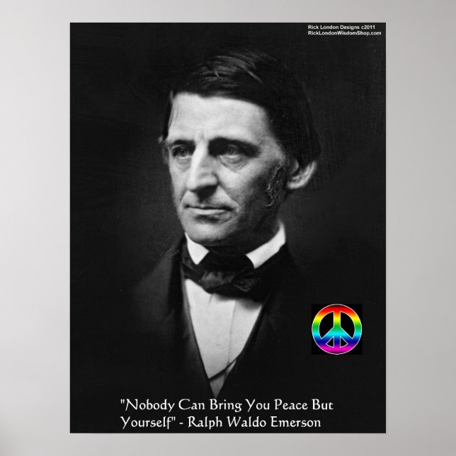 Emerson "Paz a ti mismo" Póster de citas de sabidu (Frente)