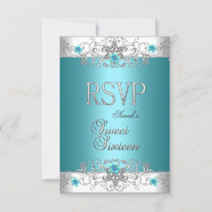 Emily RSVP Dulces Dieciséis 16 Fiesta Azul Teal