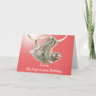 Emma, abrazos grandes en su cumpleaños. tarjeta de