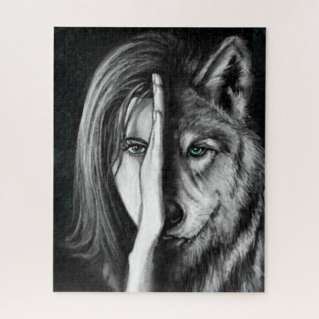 Emoción del rompecabezas de la mujer lobo Jigsaw - (Vertical)