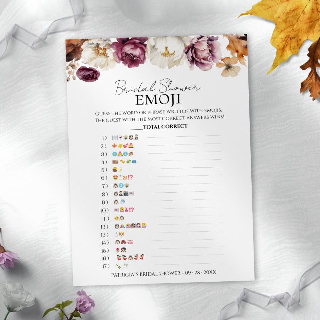 Emoji Bridal Shower | Tarjeta de Fall Floral Picto (Subido por el creador)