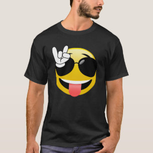 Emoji con la roca en la camiseta de las manos