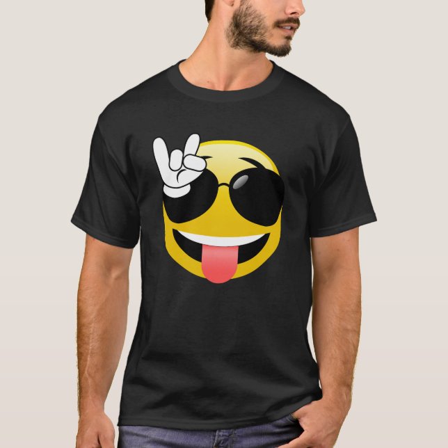 Emoji con la roca en la camiseta de las manos (Anverso)