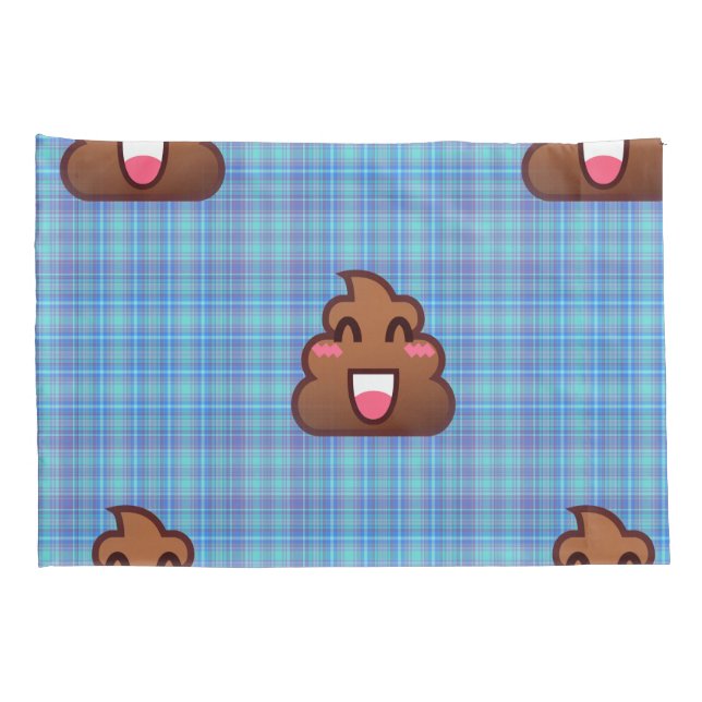 emoji de caca de plaid almohada funda almohadas (Reverso-derecho)
