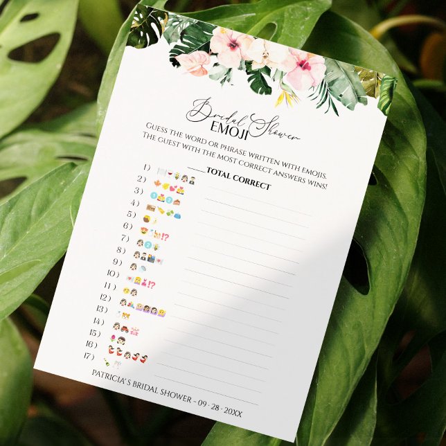Emoji de ducha tropical para novias tarjeta pictór (Subido por el creador)