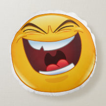 EMOJI DE REÍDO - Cojín decorativo redondo (16")