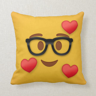 Emoji del nerd con almohada de redondo cardíaco