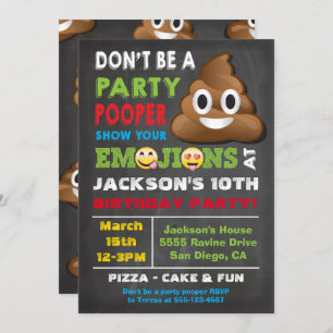 Emoji Fiesta Pooper Birthay Invitación