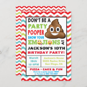Emoji Fiesta Pooper Invitación al nacimiento