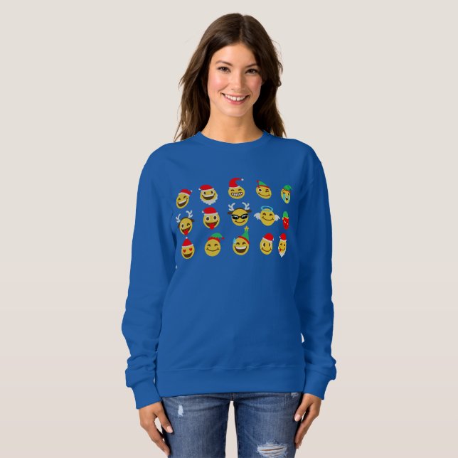 emoji navideña caras felices sudaderas (Anverso completo)