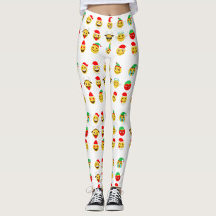emoji navideña feliz cara leggings