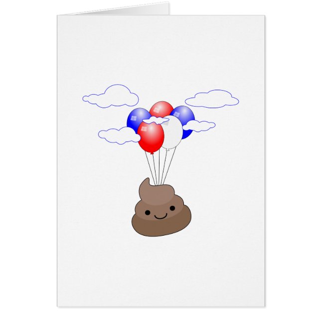 Emoji Poo Volando Con Globos (Frente)