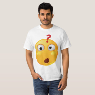 Emoji que se pregunta en la camiseta blanca