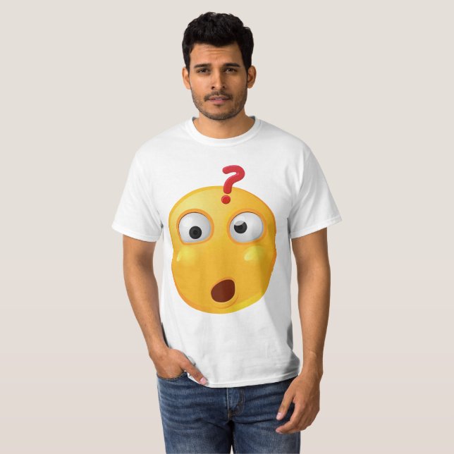 Emoji que se pregunta en la camiseta blanca (Anverso completo)