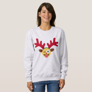 emoji rosada de reno de Navidad sudaderas