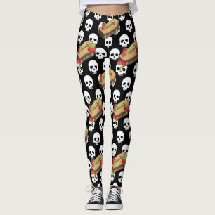 emojis de ataúd cráneo leggings