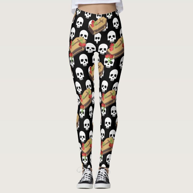 emojis de ataúd cráneo leggings (Anverso)