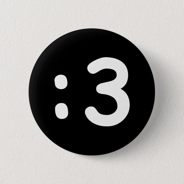 Emoticon de cara de gato :3 Botón (Anverso)