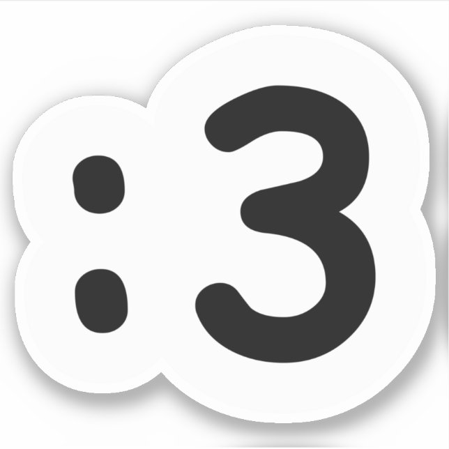 Emoticon de cara de gato :3 Pegatina (Anverso)