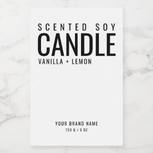Empaquetado de velas de soja etiqueta blanca cosmé