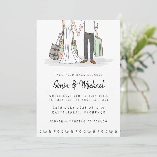 Empaquetar la invitación a la boda de destino de t (Anverso de pie)