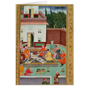Emperador de Mughal que festeja en un patio