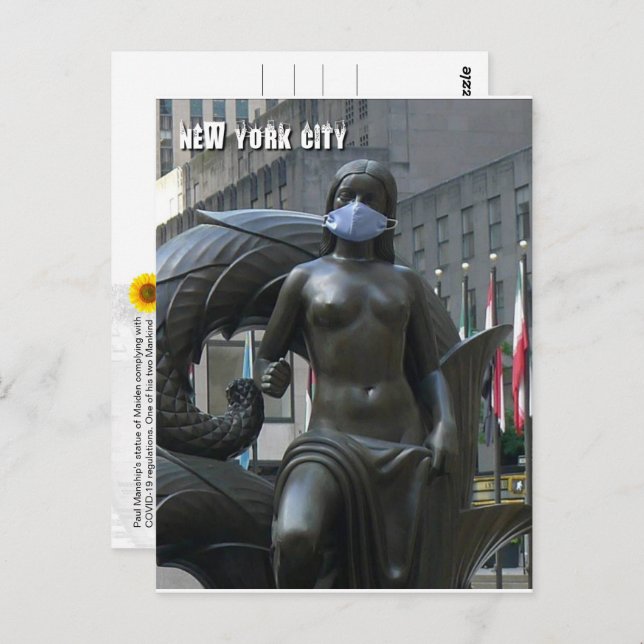 Empleada con mascarilla - NYC V postal (Anverso / Reverso)