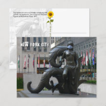 Empleada con mascarilla - postal NYC H