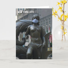 Empleada con mascarilla - tarjeta de NYC