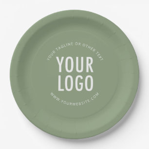 Empresa de Platos de Papel Verde Salvia con Logoti