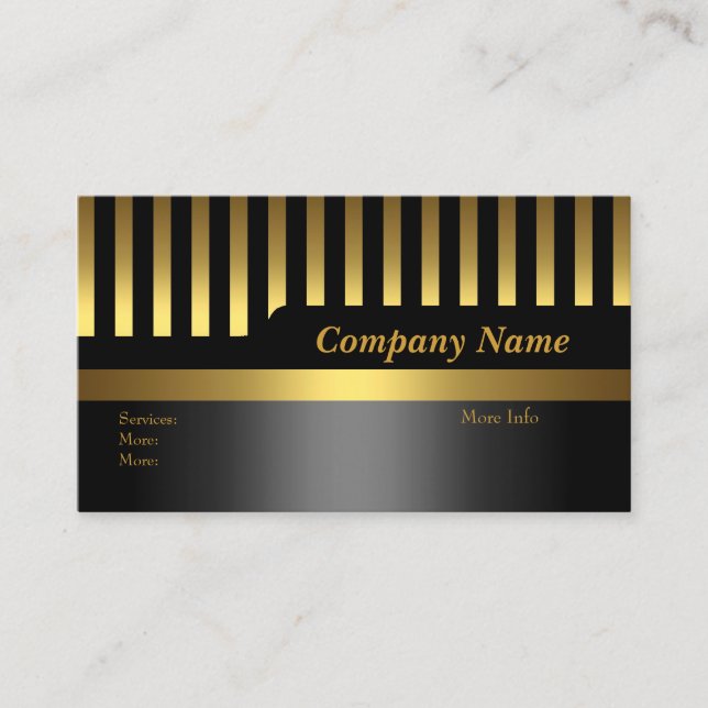 Empresa de tarjetas de visita Stripe Black Gold (Anverso)