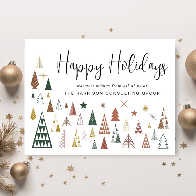 Empresa Minimal moderna de árboles de Navidad (Spread the joy of the season and strengthen business relationships with our stylish holiday card)