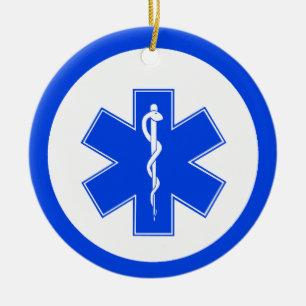EMS Estrella azul de la vida Ornamento de Navidad