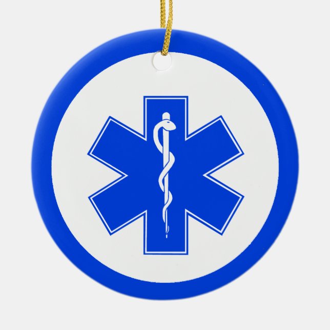 EMS Estrella azul de la vida Ornamento de Navidad (Frente)