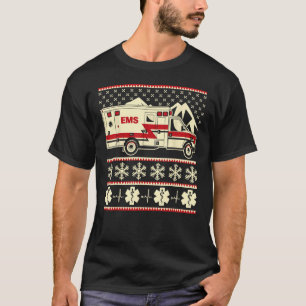 EMT Funny Navidades feos Sweater con ambulancia y